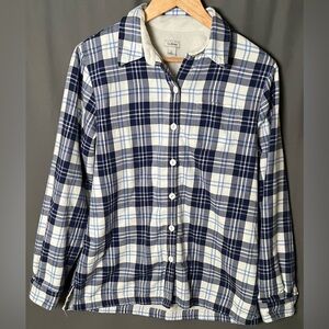 VTG L.L. Bean Women's S Sherpa Lined Blue Plaid Shacket